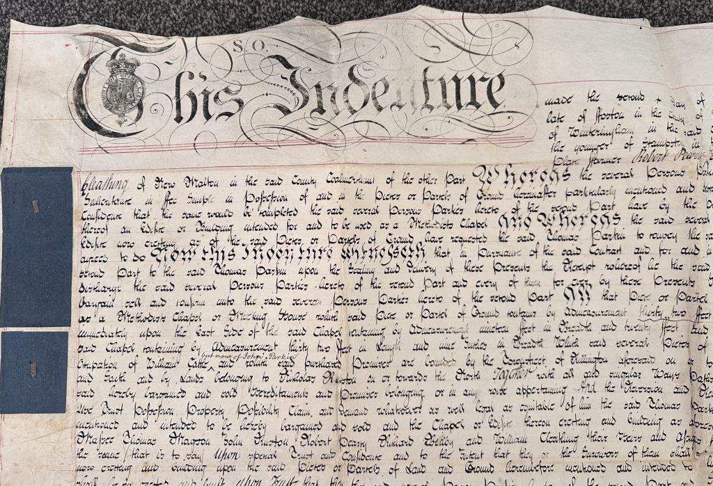 1803 deed for the Wesleyan Methodist Chapel at Rillington, showing the handwritten legal text and original trust arrangements.